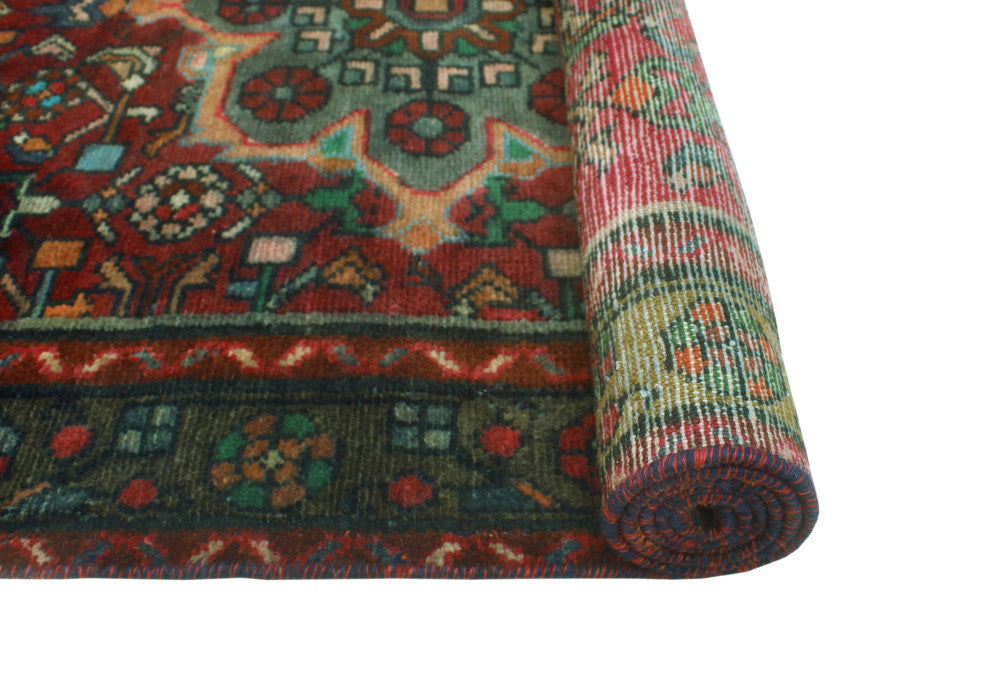 Fine Vintage Distressed Isphan Burgundy/Brown Runner, 3'4 x 8'1