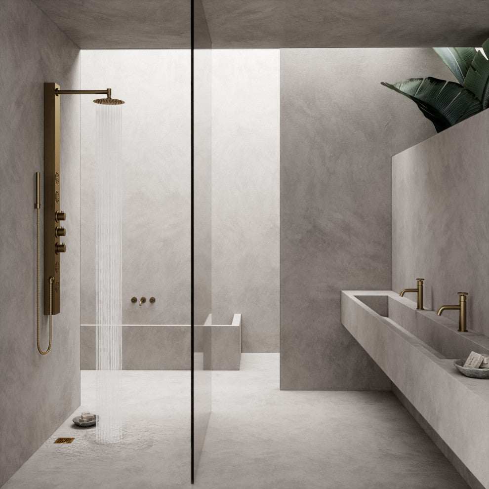 VIGO Elan Linear Shower Drain, Matte Brushed Gold, 4"