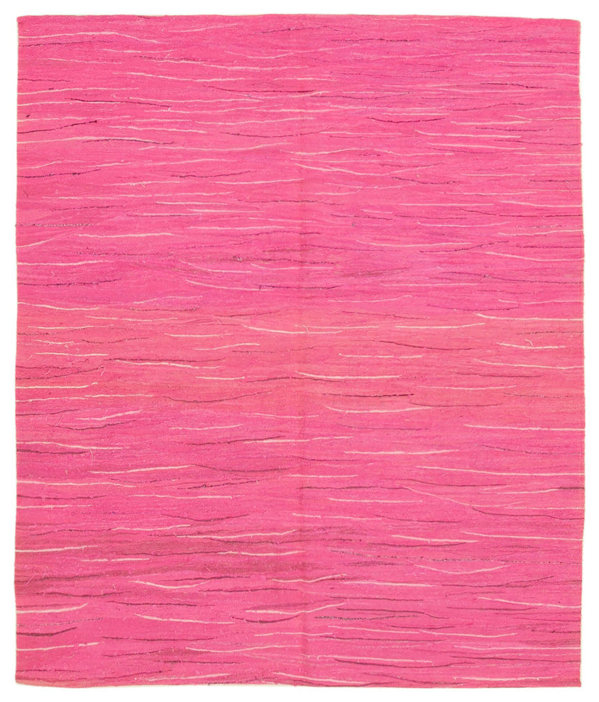 Rug N Carpet - Handmade Turkish 6' 11'' x 8' 6'' Modern Design Wool Kilim Rug