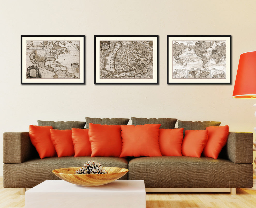 Finland Centuries Vintage Sepia Map Canvas Print, 28"x37"