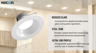 DLR566121203KWH-12PK 5/6", White Recessed LED Downlight, 12 Pack