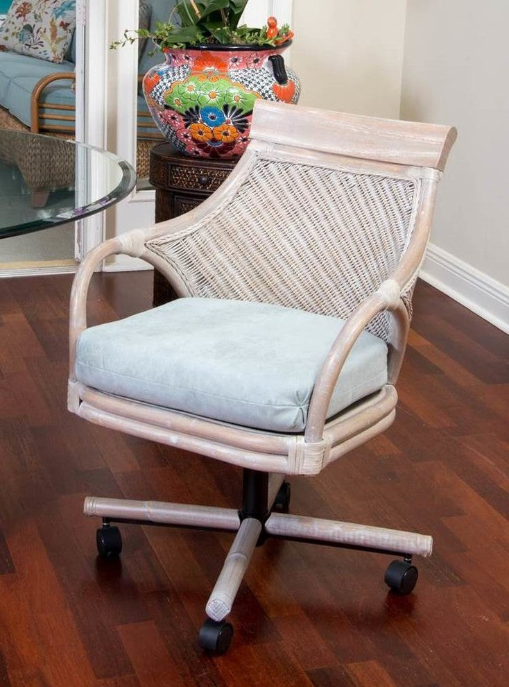 Bermuda Tilt Swivel Caster Chair In Rustic Driftwood With Conch Destin