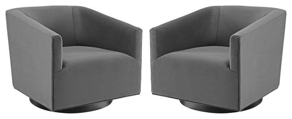 Accent Chair, Set of 2, Velvet, Gray, Modern, Living Lounge Hospitality