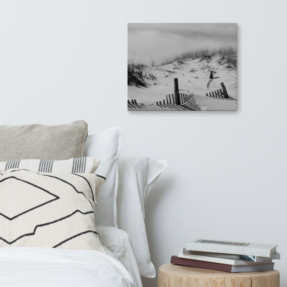 Buried Fences Coastal Landscape Photo Canvas Wall Art Print, 16" X 20"