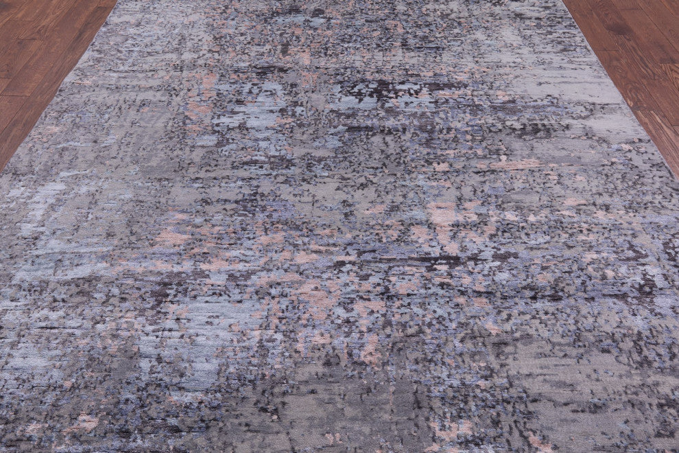8' 0" X 10' 2" Handmade Wool and Silk Abstract Rug Q7041