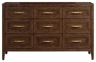 Marlow 9-Drawer Solid Red Oak Dresser, Sable