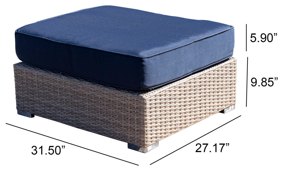 Polyethylene (PE) Wicker 6 Piece Patio Furniture Set, Fully Assembled, Navy Blue