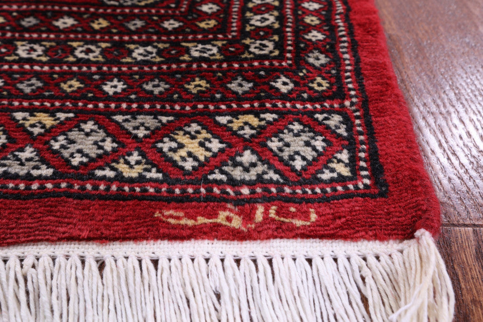 2' 1" X 6' 9" Runner Signed Silky Bokhara Hand Knotted Rug - Q13819