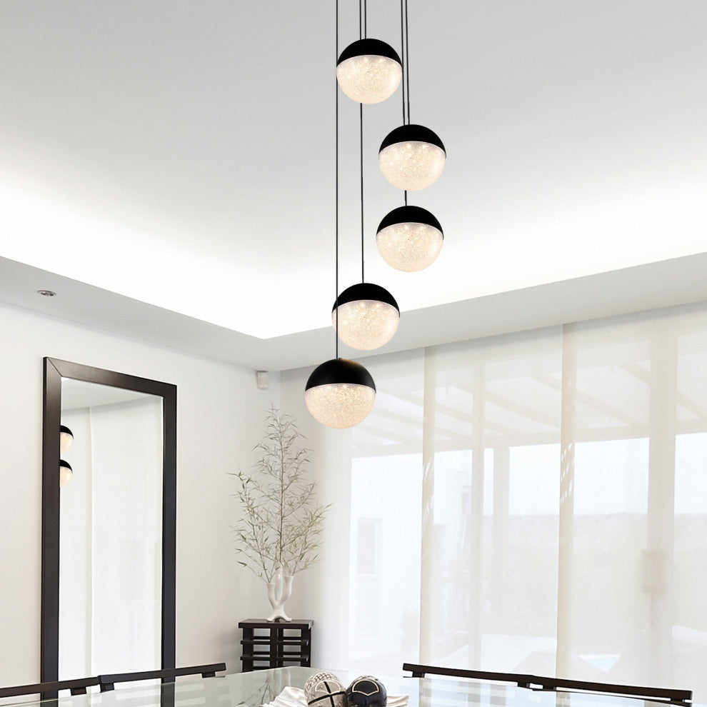 Ravello 5-Light ETL Certified Integrated LED Chandelier Lighting Fixture, Black