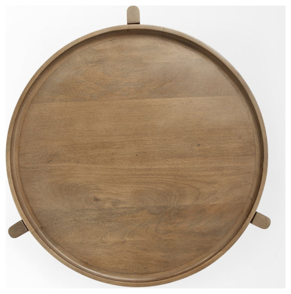 24" Brown Round End Table
