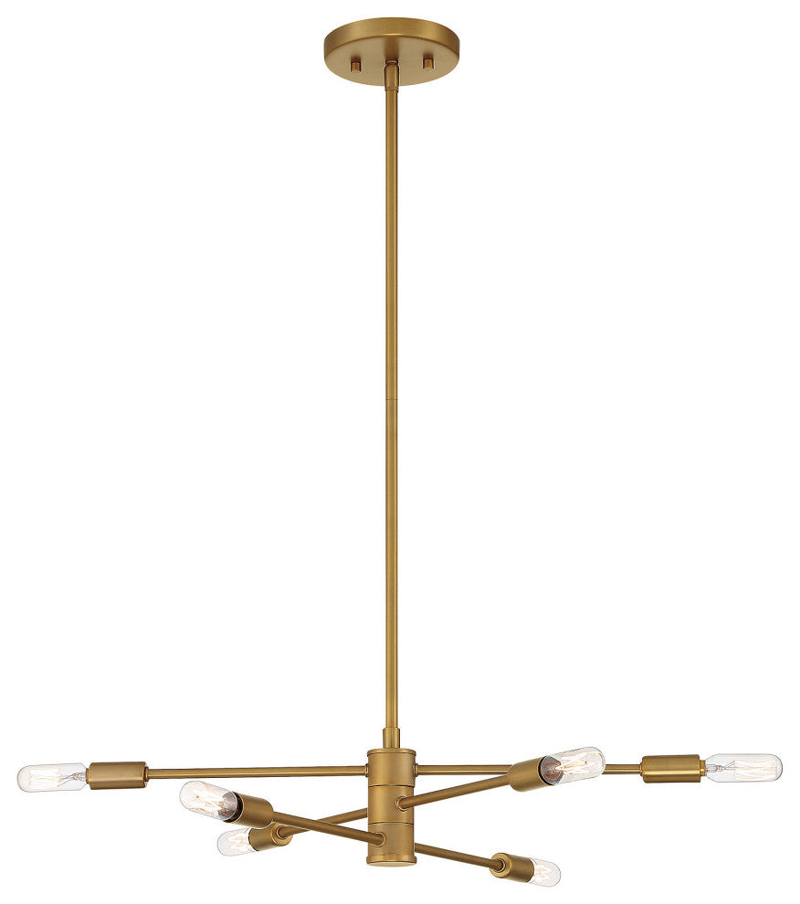 Lyrique 6-Light Chandelier, Warm Brass