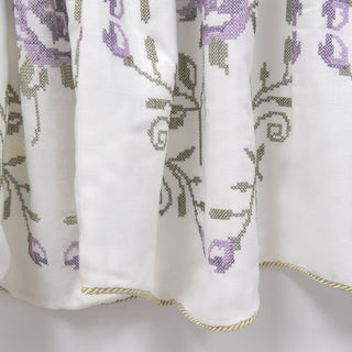 Rose Embroidery Window Curtain Valance, Lilac, 19" X 60"