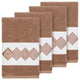 Linum Home Textiles Noah Embellished, Latte, Hand Towel, 4-Piece Set