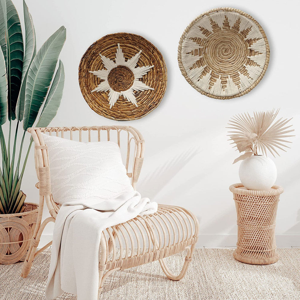 Boho Banana Leaf Wall Baskets, Set of 2