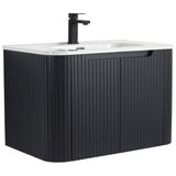 Caskvalley Bath Vanity, Straight Fluted Design Sink Included, Carbon Black, 30"