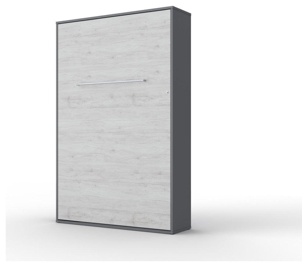 Contempo Vertical Wall Bed, 47.2 x 78.7 inch, Grey/White Wood