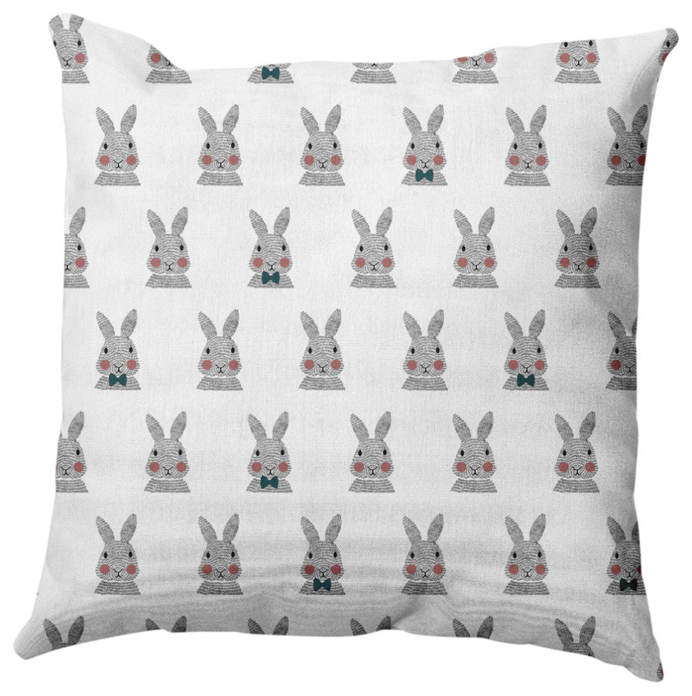 Bunny Fluffle Easter Indoor/Outdoor Throw Pillow, Ocean Abyss Green, 20x20"