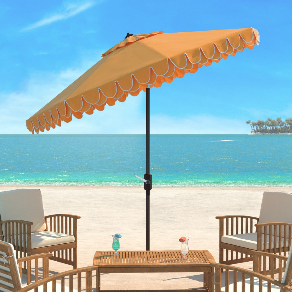 Safavieh Outdoor Elegant Valance 11ft Round Umbrella Yellow