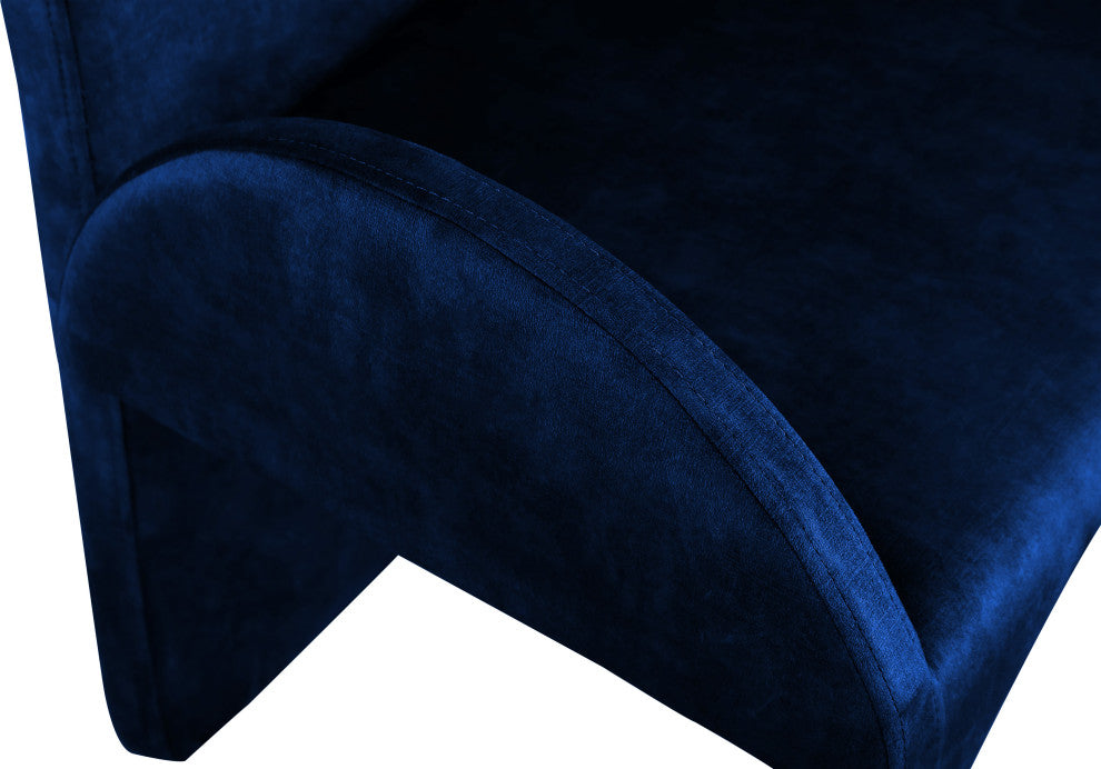 Summer Velvet Upholstered Dining Arm Chair (Set of 2), Navy, Arm Chair