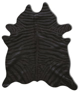 Togo Cowhide Rug, Zebra Black on Black, 6'x7'