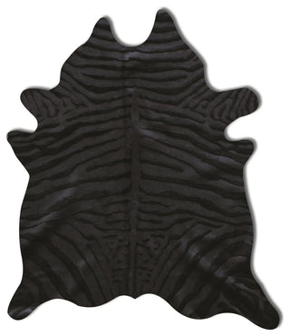 Togo Cowhide Rug, Zebra Black on Black, 6'x7'