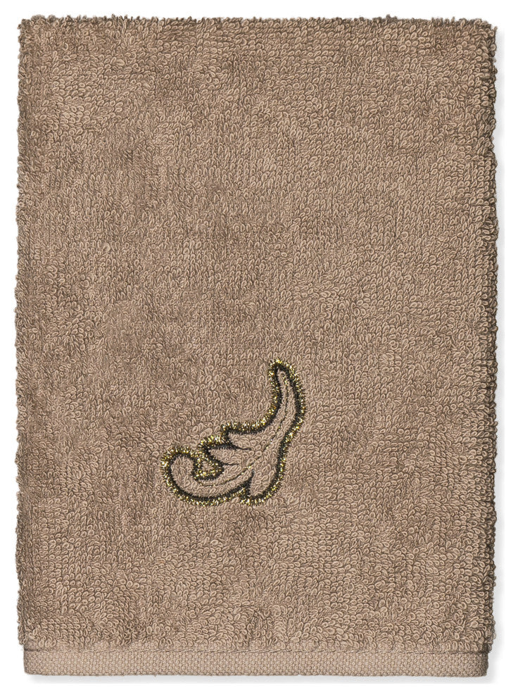 Linum Home Textiles Turkish Cotton April 3-Piece Embellished Towel Set, Latte