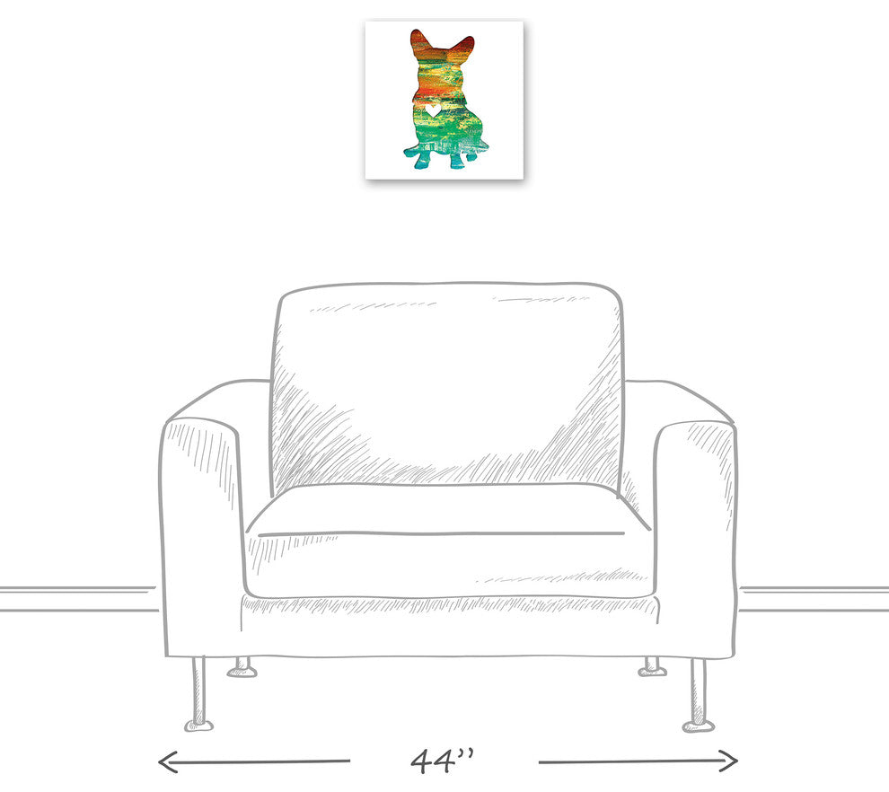 Designs Direct Creative Group Paint Silhouette Corgi 12x12 Canvas Wall Art