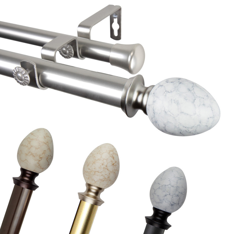 Afra 1" Double Curtain Rod, Bronze, 120-170"