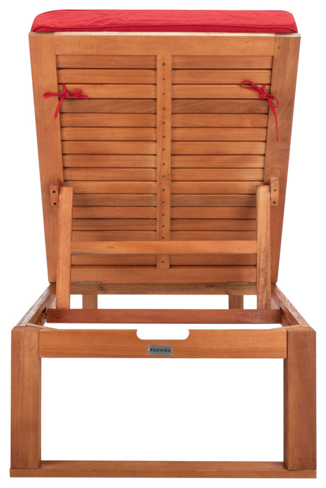 Safavieh Solano Sunlounger, Natural Wood/Red