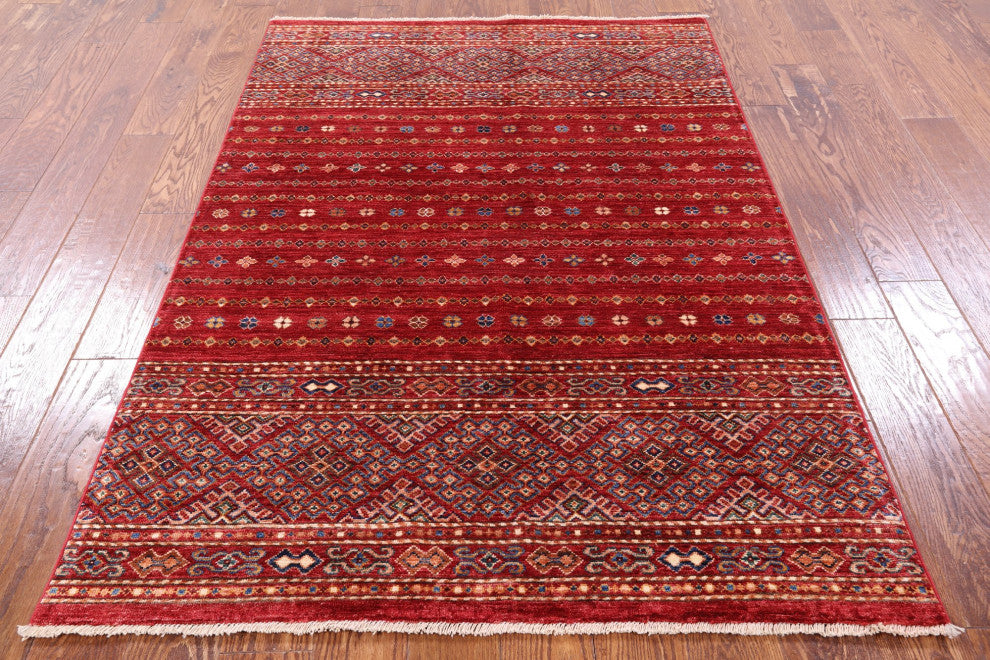 Hand-Knotted Super Kazak Khorjin Rug 4' 2" X 6' 1" Q5682