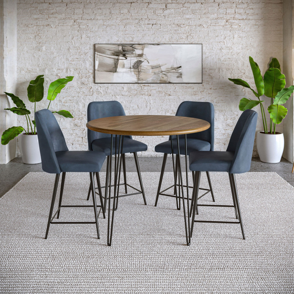Modern Faux Leather Upholstered Counter Height Barstool, Set of 2
