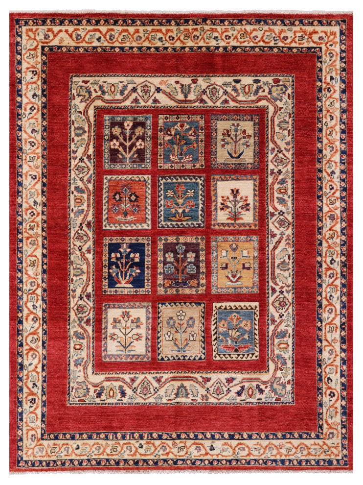 5' 0" X 6' 9" Handmade Persian Garden Design Wool Rug Q10657