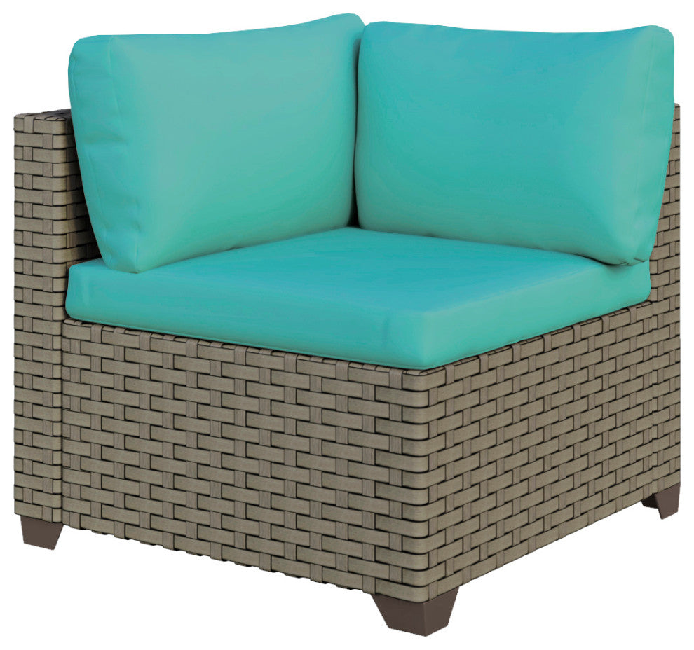 Keys Outdoor Wicker Loveseat, Cyan