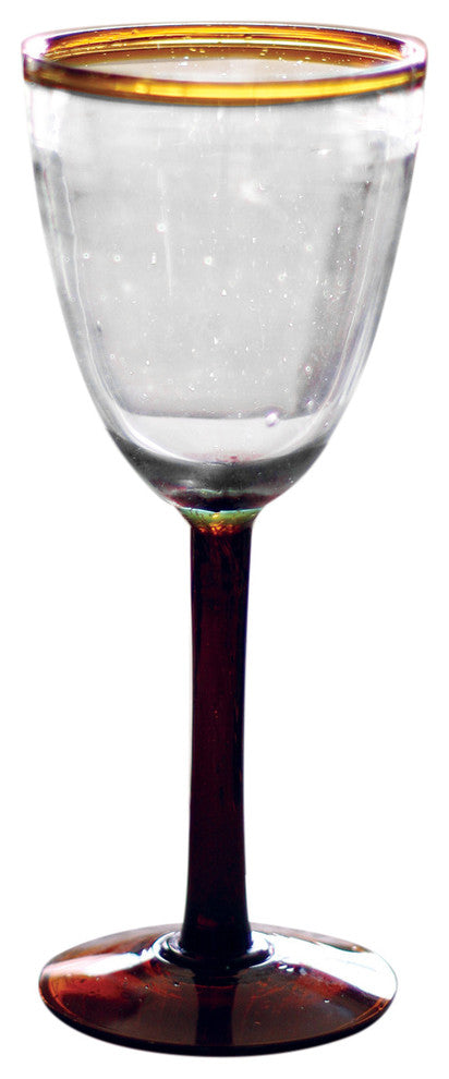 EIGHT OUNCE WINE GLASS WITH AMBER RIM