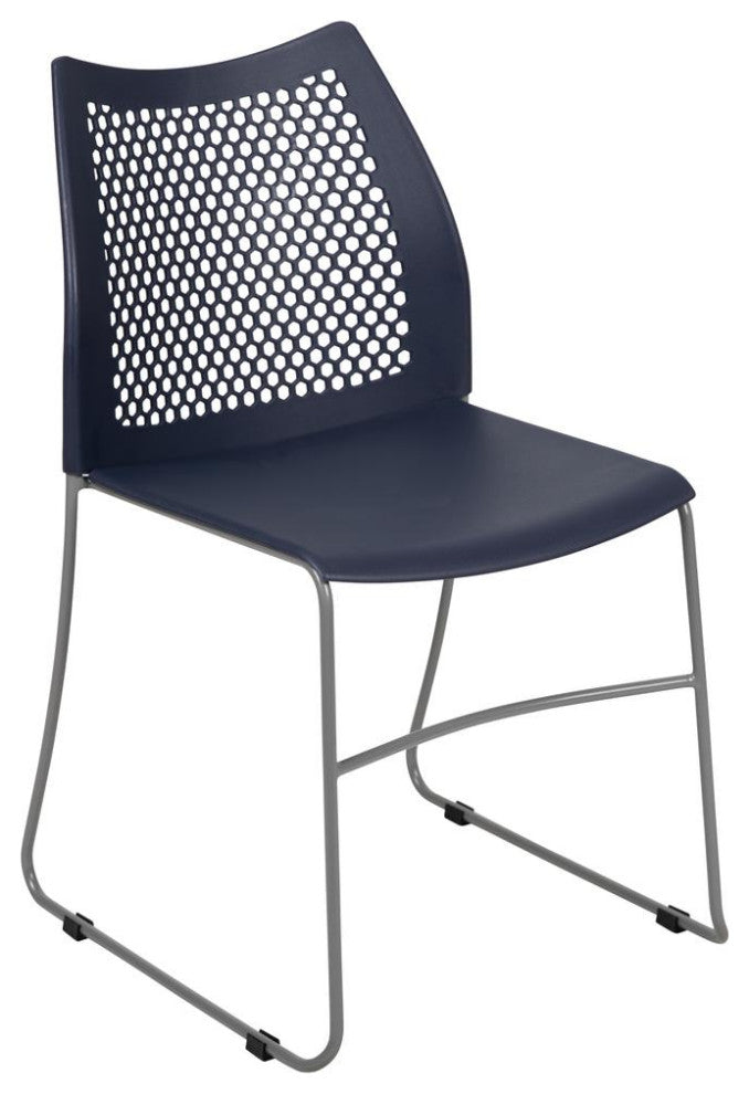 Hercules Series 661 Lb. Capacity Sled Base Stack Chair With Air-Vent Back, Navy,