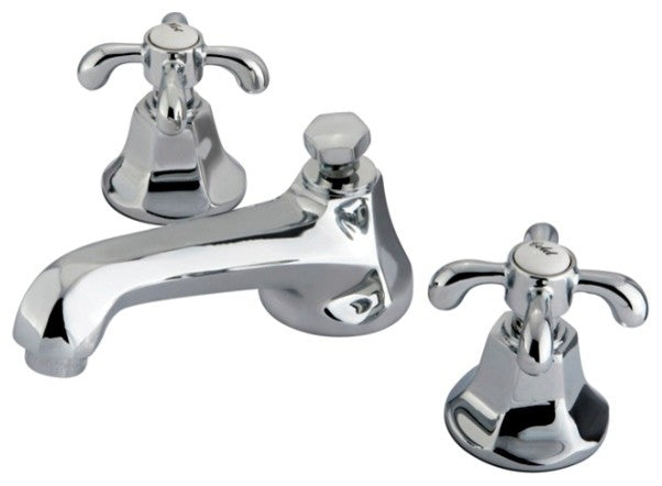 French Country Two Handle 8" to 16" Widespread Lavatory Faucet with Brass Pop-up