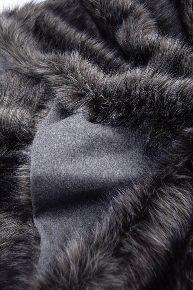 LUZIO Silver Fox Vegan Faux Fur Rug/Throw 55.1x78.7