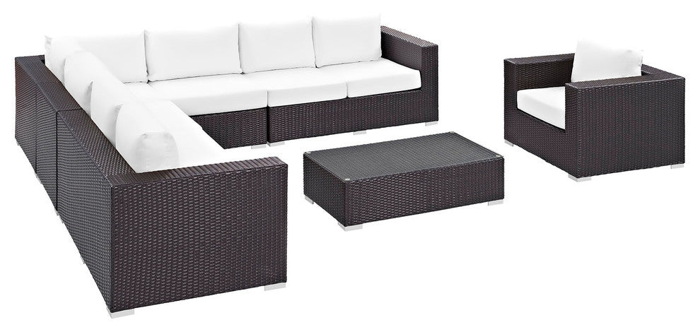 Espresso White Convene 7-Piece Outdoor Patio Sectional Set