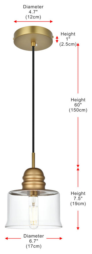 Elegant Lighting LD2253 Kenna 7"W Mini Pendant - Satin Gold