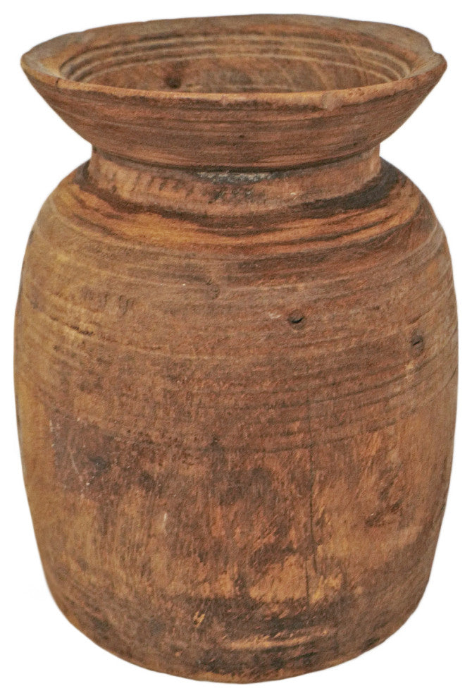 Consigned Old India Wood Pot 9