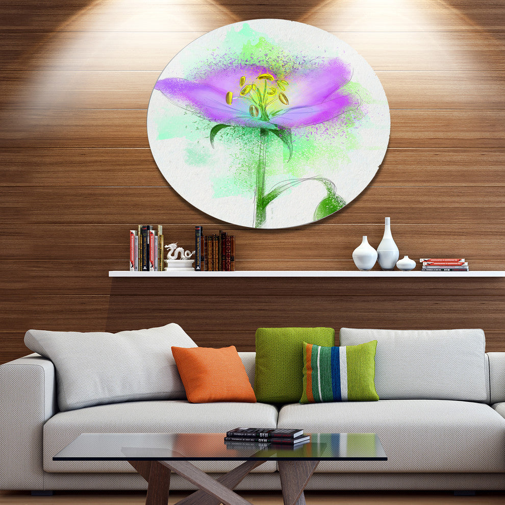 Beautiful Purple Watercolor Flower, Floral Round Wall Art, 23"