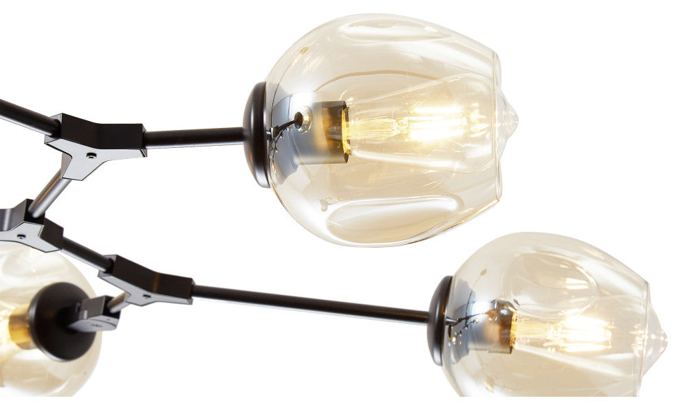 Adjustable Clear Glass Shades Chandelier Pendant, Amber, 8 Light