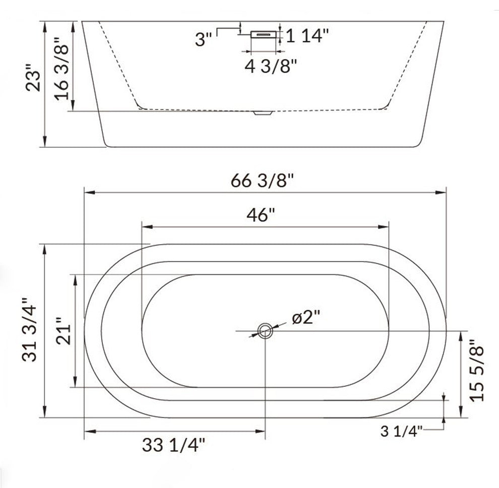 Contemporary Freestanding Bathtub, 67"