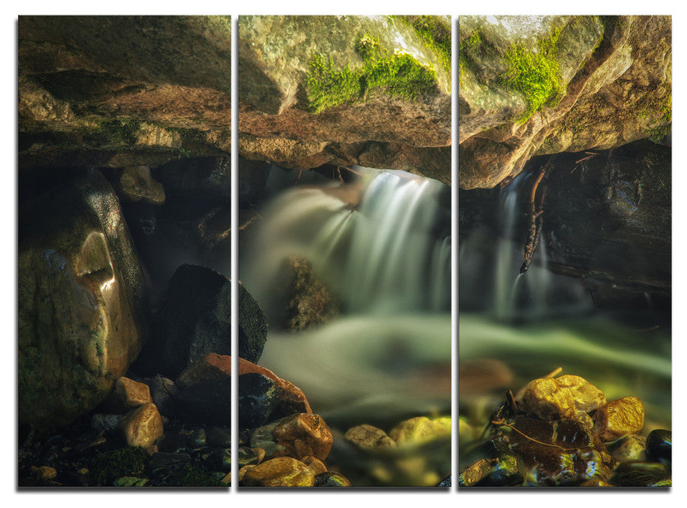 "Wasatch National Forest Waterfall" Metal Wall Art, 3 Panels, 36"x28"