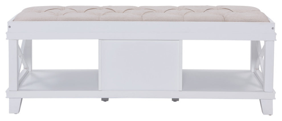 Condray White Upholstered Storage Bench