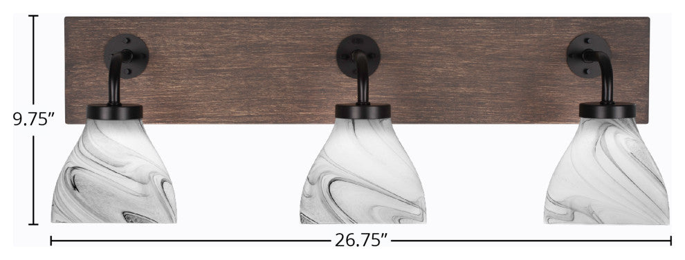 Oxbridge, Bath Bar, Matte Black & Painted Distressed Metal, 6.25" Onyx Swirl