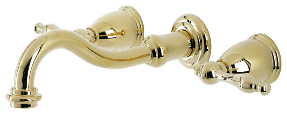 Kingston Brass KS3122NL Wall Mount Bathroom Faucet, Polished Brass