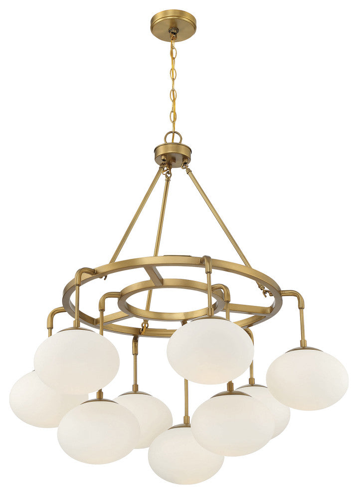 9-Light Chandelier, Natural Brass