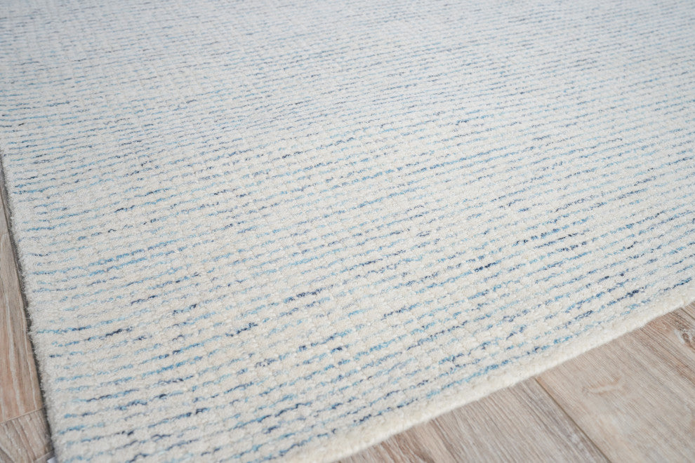 Key West Handmade Hand-Tufted Wool Blue/Ivory Area Rug, 10'x14'