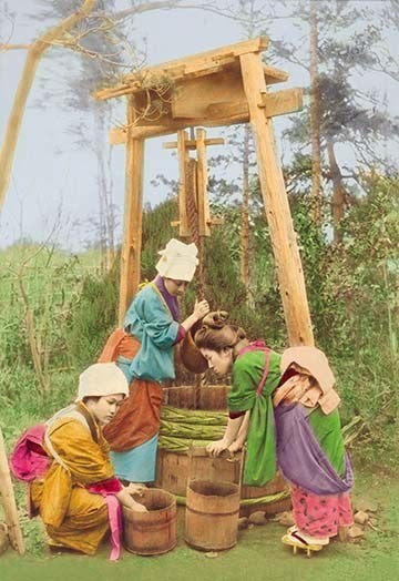 Washing Rice at the Well - Framed Paper Poster 20" x 30"
